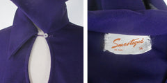 Vintage 70s Deep Purple Belted Keyhole Tunic Top S