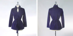 Vintage 70s Deep Purple Belted Keyhole Tunic Top S