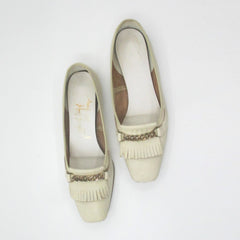 Vintage 60s Edith Henry Cream Flats 7M