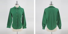 Vintage 60s Forest Green Button Down Blouse Ship n Shore S