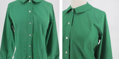 Vintage 60s Forest Green Button Down Blouse Ship n Shore S