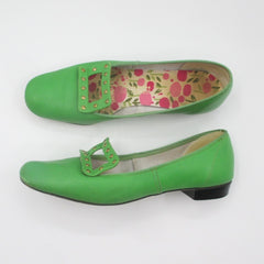 Vintage Green Studded Buckle MOD Flats 7