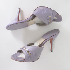 Vintage 60s Lilac Studded Springolator Heels Shoes 7.5