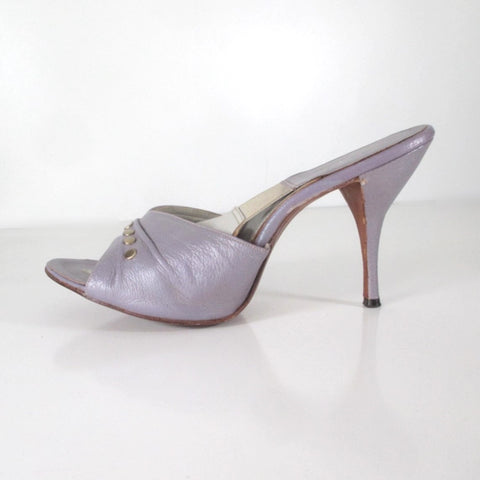 Vintage 60s Lilac Studded Springolator Heels Shoes 7.5