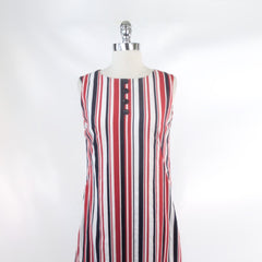 Vintage 60s Red White Blue Striped Shift Dress S