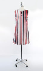 Vintage 60s Red White Blue Striped Shift Dress S