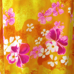 vintage 60s purple Hawaiian hibiscus flower barkcloth muumuu dress  print pattern