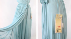 vintage 70s 40s seafoam sheer green blue gown dress Jodi T skirt