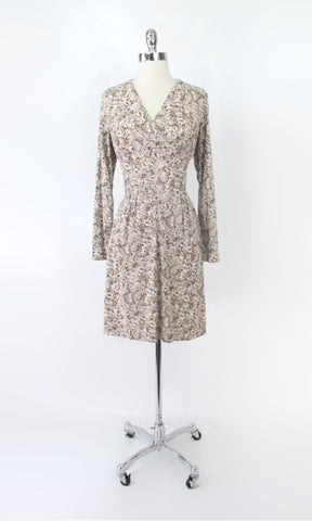 Vintage 70's Floral Long Sleeve Casual Midi Dress L