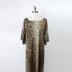 vintage 70s 80s Lucie Ann leopard print evening lounge nightgown gown house dress bodice