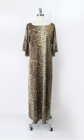 Vintage 70s Claire Sandra Lucie Ann Leopard Night Gown L