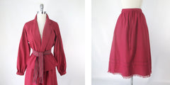 Vintage 70s Cranberry Blazer and Skirt Set M
