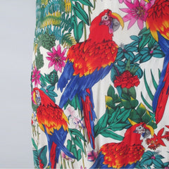 vintage 70s 80s tropical rayon parrot print  shift tent trapeze sundress summer dress print