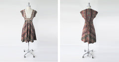 Vintage 70s Bohemian Paisley Eyelet Midi Dress S