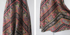 Vintage 70s Bohemian Paisley Eyelet Midi Dress S
