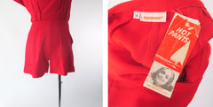 Vintage 70s Red Skirted Hot Pants Deadstock S