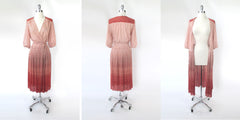Vintage 70s Ombre Sheer Wrap Dress S