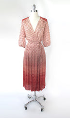 Vintage 70s Ombre Sheer Wrap Dress S