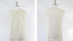 Vintage 70s Soft Tan Dress & Matching Lace Top Set M