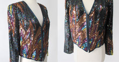 Vintage 70s Jack Bryan Sequined Evening Jacket L