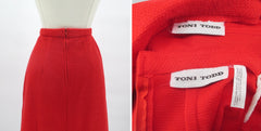 Vintage 70s Red 2 Piece Skirt Suit Set M