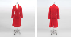 Vintage 70s Red 2 Piece Skirt Suit Set M