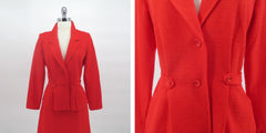 Vintage 70s Red 2 Piece Skirt Suit Set M