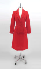 Vintage 70s Red 2 Piece Skirt Suit Set M