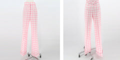 Vintage 70s Pink Plaid 3 Piece Pants Jacket Set S
