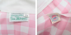 Vintage 70s Pink Plaid 3 Piece Pants Jacket Set S