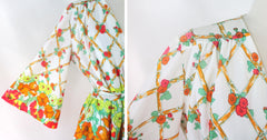 Vintage 70's Short Kimono Robe Swimsuit Cover-Up M