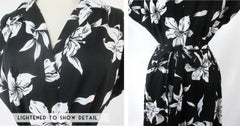 Vintage 80s Black White Lilly Shift Dess L / XL