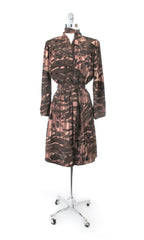 vintage 70s brown 3 piece dress set matching belt scarf gallery