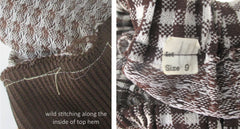 Vintage 60s 70s Brown Plaid Top & Mini Skirt Set S