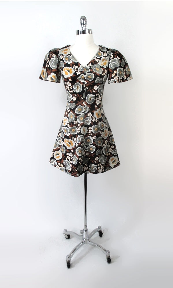 Vintage 70s Fall Floral Mini Dress S Bombshell Bettys Vintage Vintage 70s Fall Floral Mini Dress S Bombshell Bettys Vintage