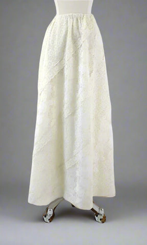 Vintage 70's Antique White Lace Bohemian Maxi Skirt • One size