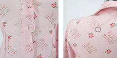 Vintage 70s Pink Floral Mini Dress Long Sleeve XS Petite Jrs
