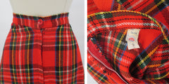 Vintage 70s Classic Red Tartan Plaid A-line Maxi Skirt L