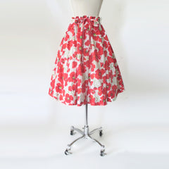 Vintage 70s Red Poppy Full Day Skirt M  | L