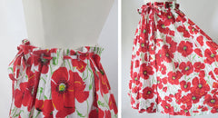 Vintage 70s Red Poppy Full Day Skirt M  | L