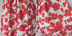 Vintage 70s Red Poppy Full Day Skirt M  | L