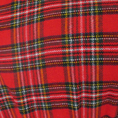 vintage 70s red tartan plaid short sleeve wrap dress fabric