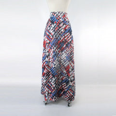 Vintage 70s Red Blue White Abstract A-line Maxi Skirt XXS