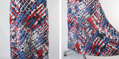 Vintage 70s Red Blue White Abstract A-line Maxi Skirt XXS