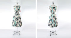 Vintage 70s Geometric Deco Sundress Dress Deadstock S