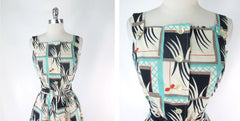 Vintage 70s Geometric Deco Sundress Dress Deadstock S