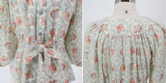 Vintage 70's Floral Bishop Sleeve Blouson Blouse Top M