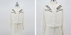 Vintage 70s Western Style Embroidered Rickey Jacket Pants Suit S