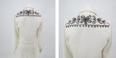 Vintage 70s Western Style Embroidered Rickey Jacket Pants Suit S