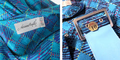 Vintage 80s Adrianna Papell Teal Argyle Silk Dress M - Bombshell Bettys Vintage